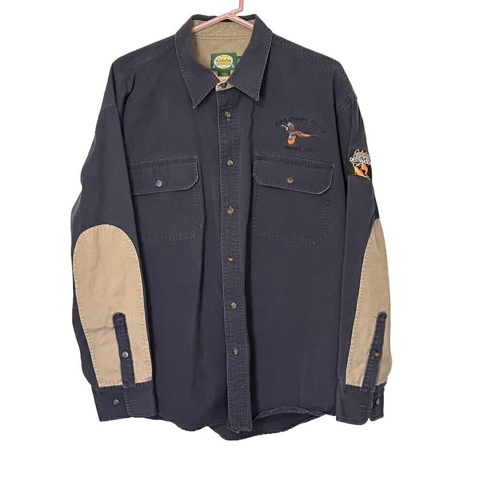 Cabela’s Blue Tan Long-Sleeve Heavyweight Men’s Outdoor Shirt Size XL